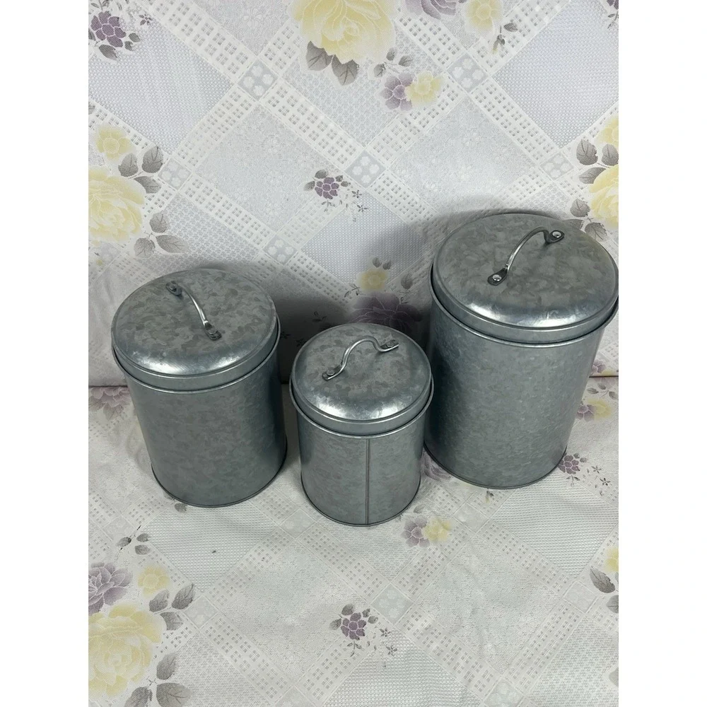 Set of 3 Food Containers with Lids, Rustic Vintage Jars, Country Kitchen